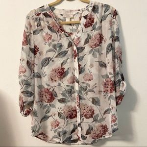 LOFT Floral Button Up